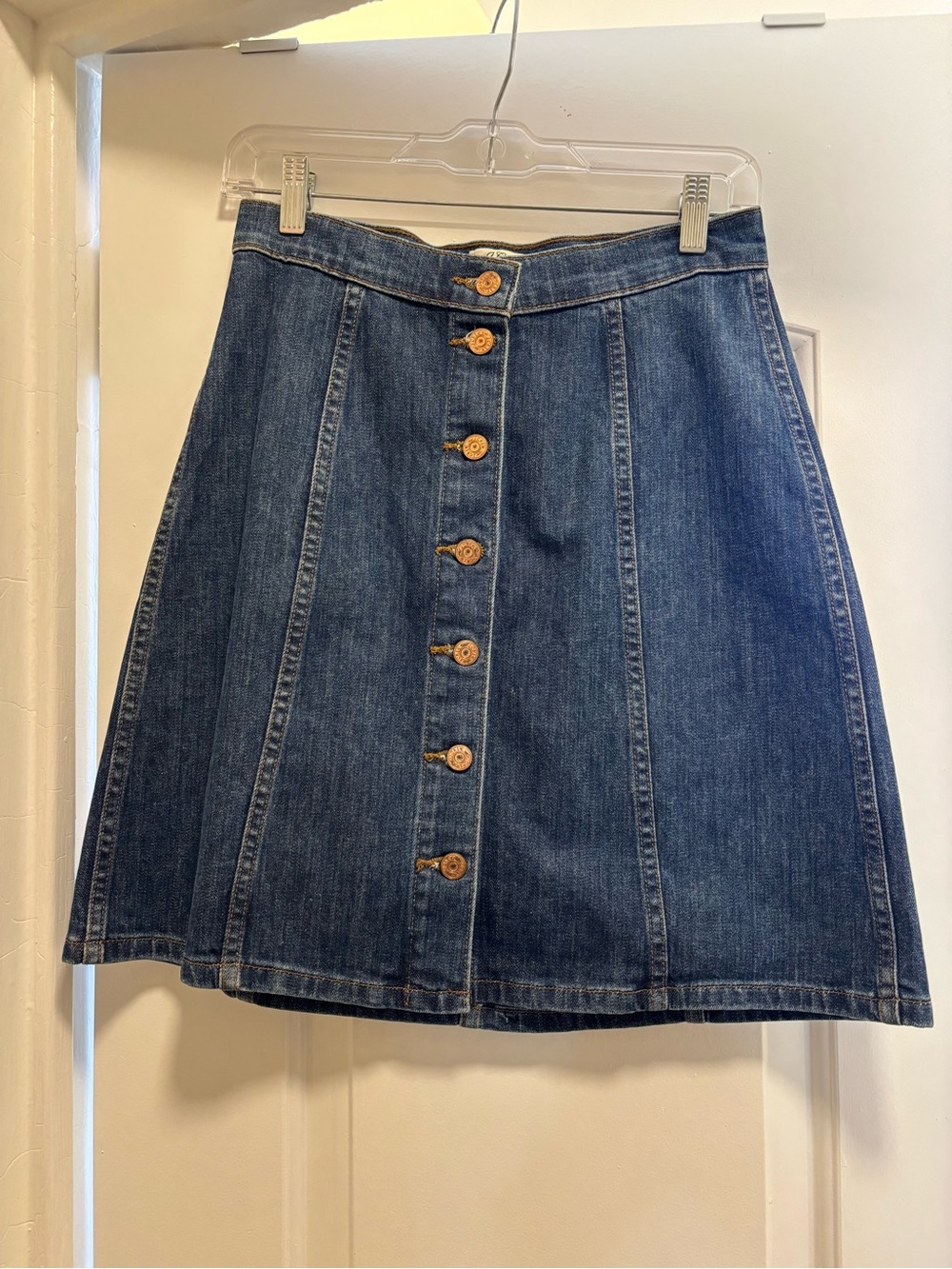 J. Crew Classic Denim Button-Front Skirt Dark Blue- size 27